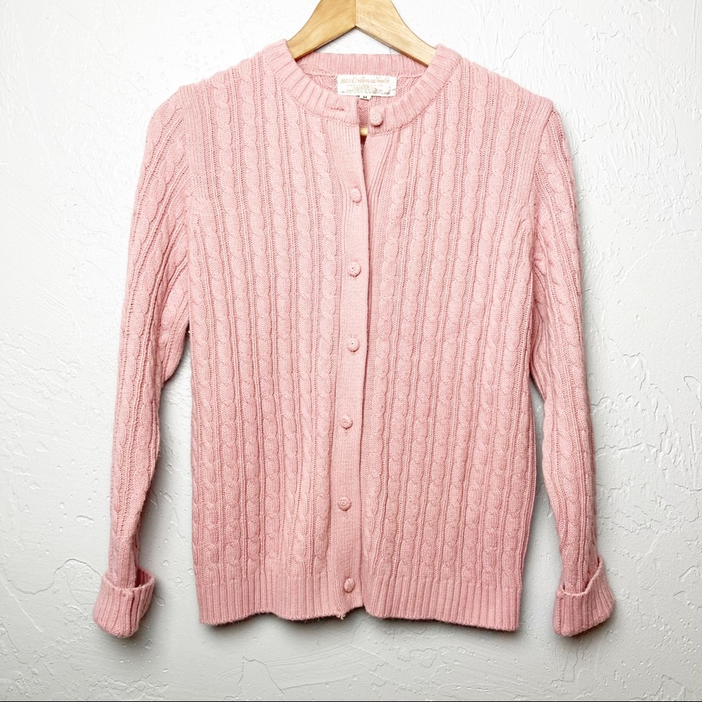 Vintage Acrylic Blush pink button up cardigan Medium